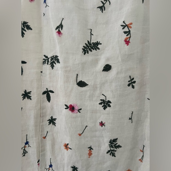 ZARA Embroidered Neutral Floral Linen Dress size Large - Picture 4 of 7